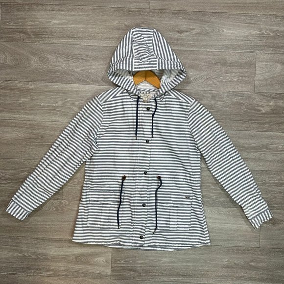 Levi's Jackets & Blazers - Levis Striped Blue White Hooded Jacket Women's Denim Jacket Size L Jean Jacket